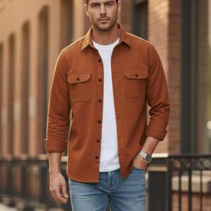 DEELMO Men’s Stylish Cotton Blend Casual Shirt || Full Sleeve Button-Down Shirt with Dual Flap Pockets || Comfortable Breathable Fabric || Perfect for Casual Office and Outing Wear