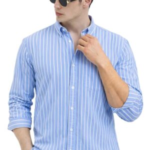 U TURN Men's Casual Printed Striped Stylish Latest Formal Shirt for Men